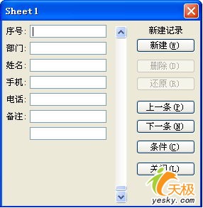 利用Excel记录单快速录入表格数据